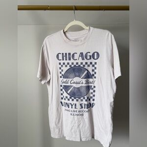 Abercrombie & Fitch White T-Shirt with Navy Graphic - Chicago Vinyl Shop